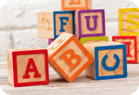 Colourful alphabet building blocks